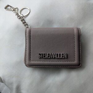 Steve Madden Bfold Clip On Card Case Wallet with Keyring  - Beige